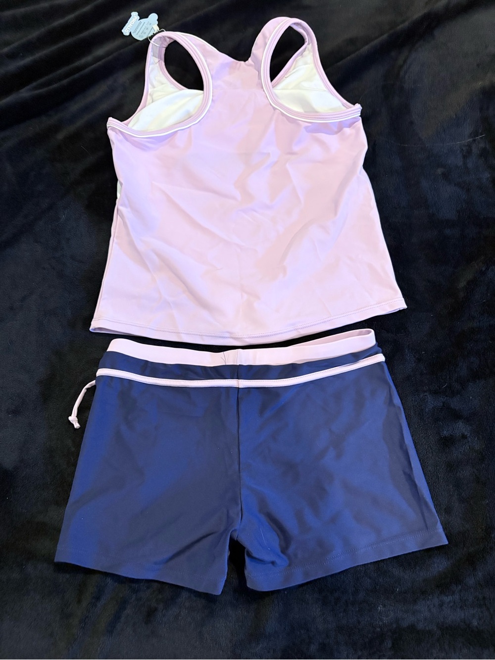 Girls' Pink and Navy Two-Piece Swim Tankini Set - Picture 2 of 2